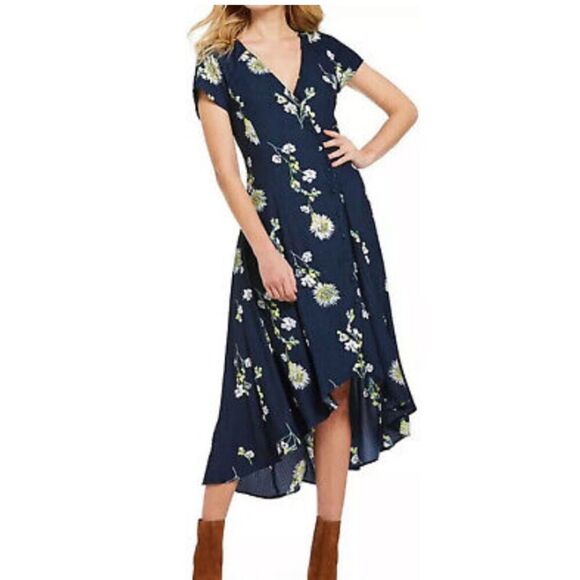 Free People Floral Button Up Midi Dress Size Medium - Picture 2 of 6
